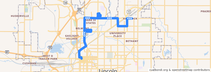 Mapa del recorrido Bus #41 - Havlock - Inbound de la línea  en Lincoln.