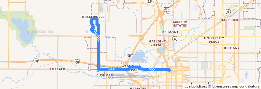 Mapa del recorrido Bus #46 - Arnold Heights - Inbound de la línea  en Lincoln.