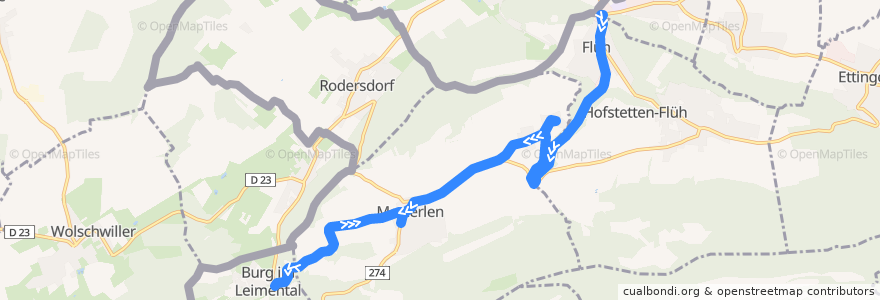 Mapa del recorrido Bus 69: Flüh, Bahnhof => Burg im Leimental => Metzerlen, Challstrasse de la línea  en スイス.