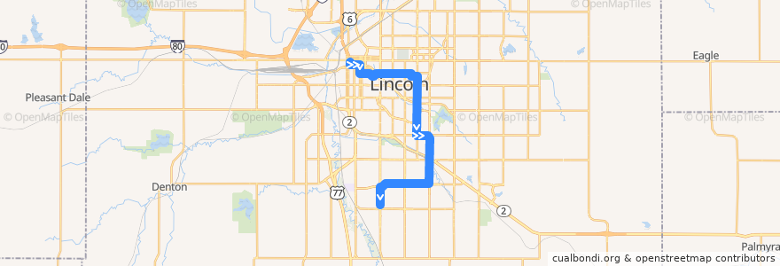 Mapa del recorrido Bus #53 - SouthPointe - Outbound de la línea  en Lincoln.