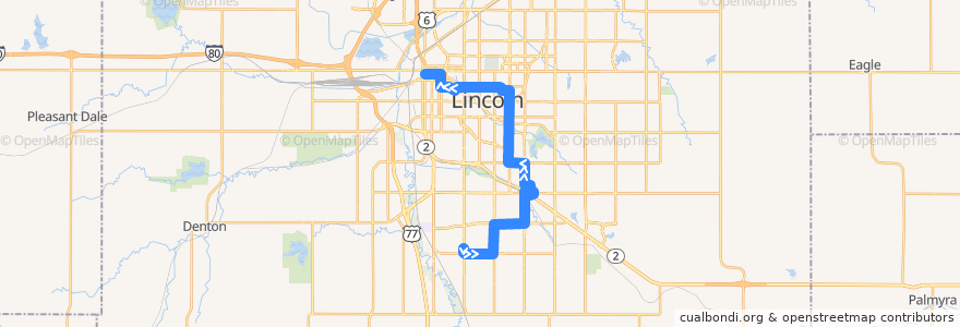 Mapa del recorrido Bus #53 - SouthPointe - Inbound de la línea  en Lincoln.
