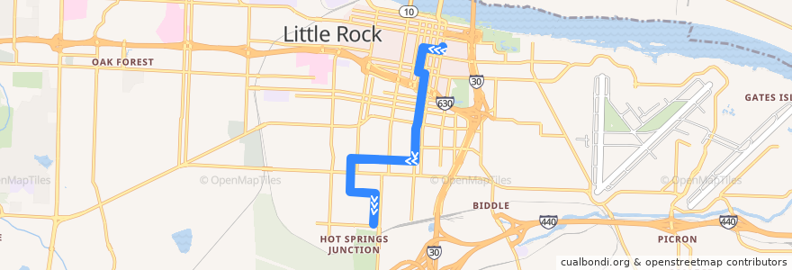 Mapa del recorrido Route 02 - South Main - Outbound de la línea  en Little Rock.
