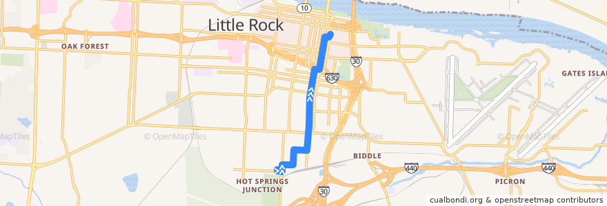 Mapa del recorrido Route 02 - South Main - Inbound de la línea  en Little Rock.
