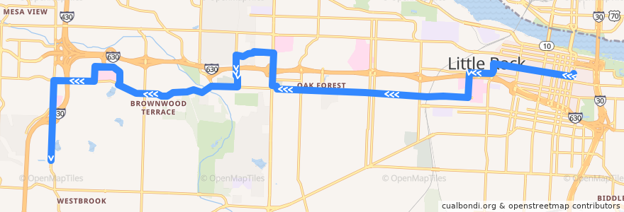 Mapa del recorrido Route 03 - Baptist Medical Center - Outbound de la línea  en Little Rock.