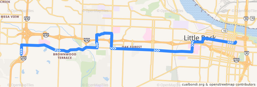 Mapa del recorrido Route 03 - Baptist Medical Center - Inbound de la línea  en Little Rock.