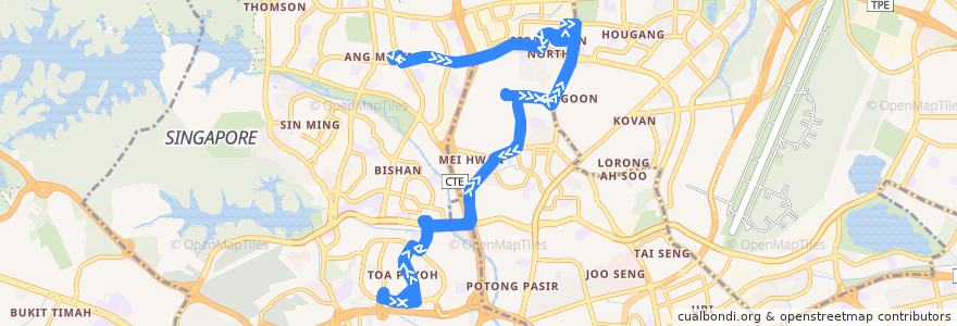 Mapa del recorrido Svc 73 (Ang Mo Kio Interchange => Ang Mo Kio Interchange) de la línea  en Singapore.