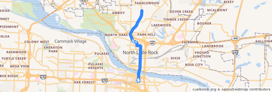 Mapa del recorrido Route 04 - Levy/Amboy - Outbound de la línea  en North Little Rock.