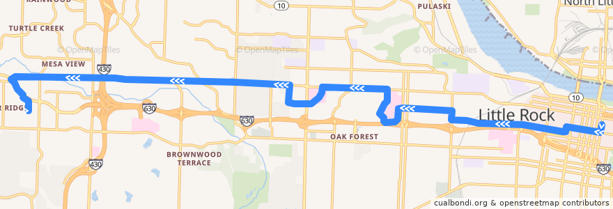 Mapa del recorrido Route 05 - West Markham - Outbound de la línea  en Little Rock.