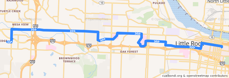 Mapa del recorrido Route 05 - West Markham - Inbound de la línea  en Little Rock.