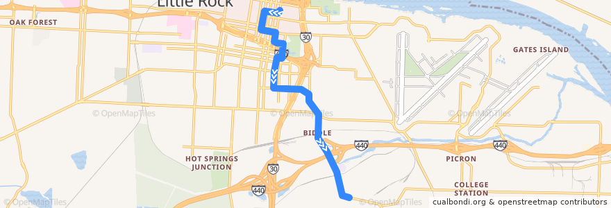 Mapa del recorrido Route 06 - Granite Mountain - Outbound de la línea  en Little Rock.