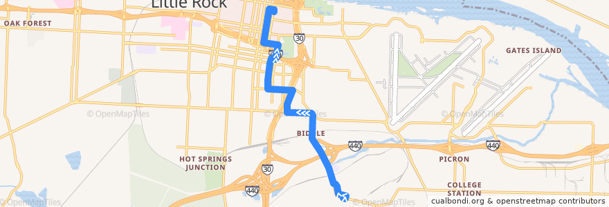 Mapa del recorrido Route 06 - Granite Mountain - Inbound de la línea  en Little Rock.