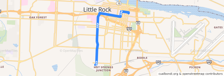 Mapa del recorrido Rout 11 - 11 - Dr. M.L. K. Jr. Drive - Inbound de la línea  en Little Rock.
