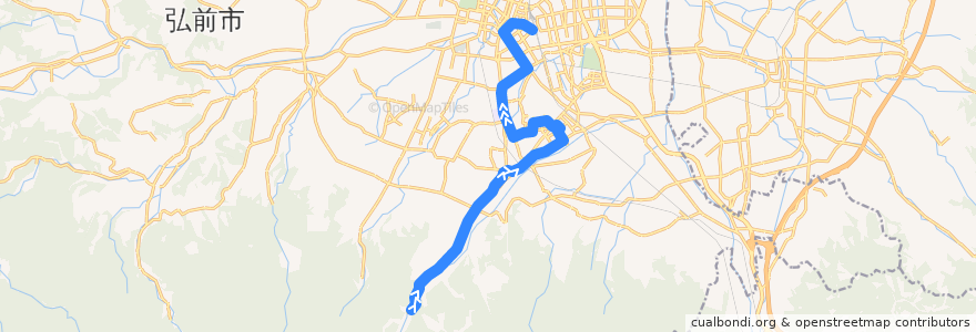 Mapa del recorrido 座頭石線 de la línea  en Hirosaki.