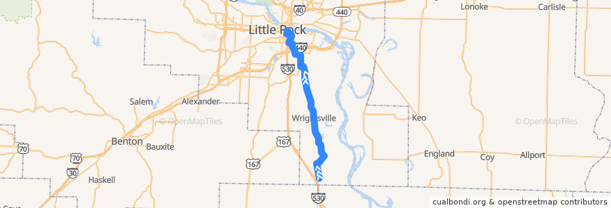 Mapa del recorrido Route 19 - Hensley Express - Inbound de la línea  en Pulaski County.