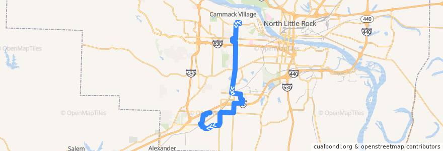 Mapa del recorrido Route 22 - University/Mabelvale - Outbound de la línea  en Little Rock.
