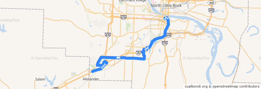 Mapa del recorrido Route 23 - Baseline/Southwest - Outbound de la línea  en Little Rock.