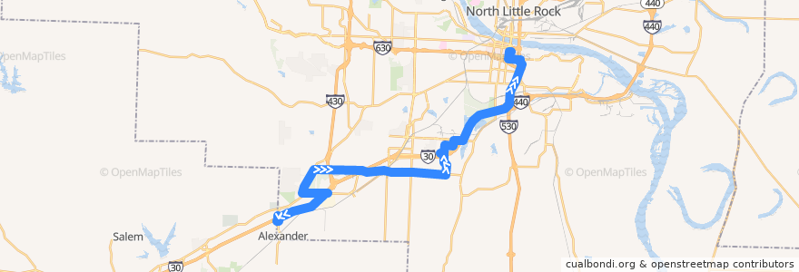 Mapa del recorrido Route 23 - Baseline/Southwest - Inbound de la línea  en Little Rock.