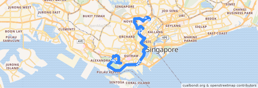 Mapa del recorrido Svc 131 (Saint Michael's Terminal => Bukit Merah Interchange) de la línea  en 中区.