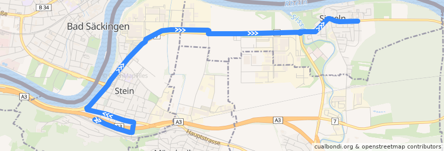 Mapa del recorrido Bus 143: Stein-Säckingen => Sisseln AG de la línea  en スイス.