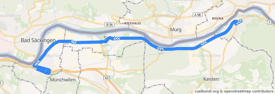 Mapa del recorrido Bus 143: Laufenburg => Stein-Säckingen de la línea  en Svizzera.