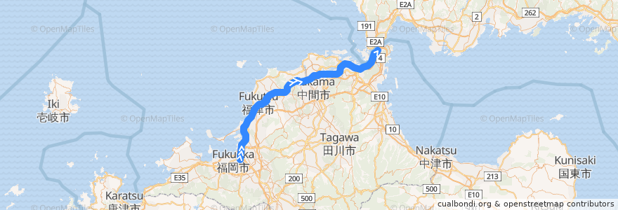 Mapa del recorrido JR鹿児島本線 de la línea  en Präfektur Fukuoka.