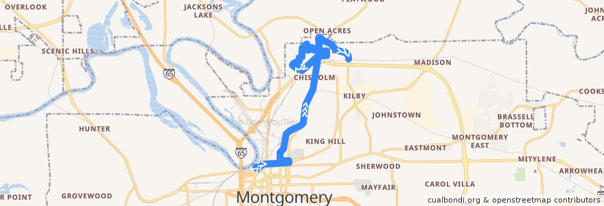 Mapa del recorrido Route 4 Boylston - Outbound de la línea  en Montgomery.
