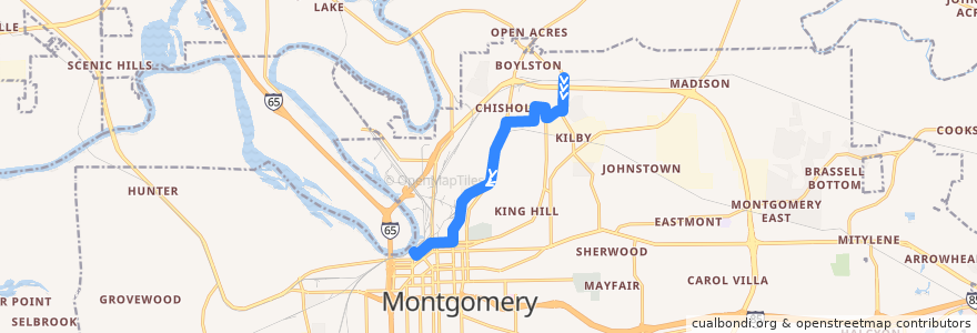 Mapa del recorrido Route 4 Boylston - Inbound de la línea  en Montgomery.