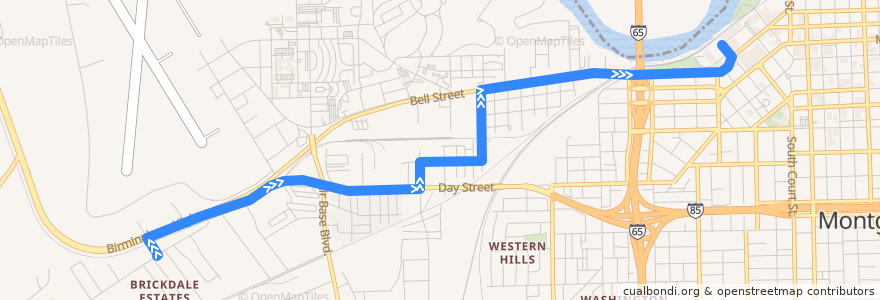 Mapa del recorrido Route 7 Maxwell AFB - Inbound de la línea  en Montgomery.