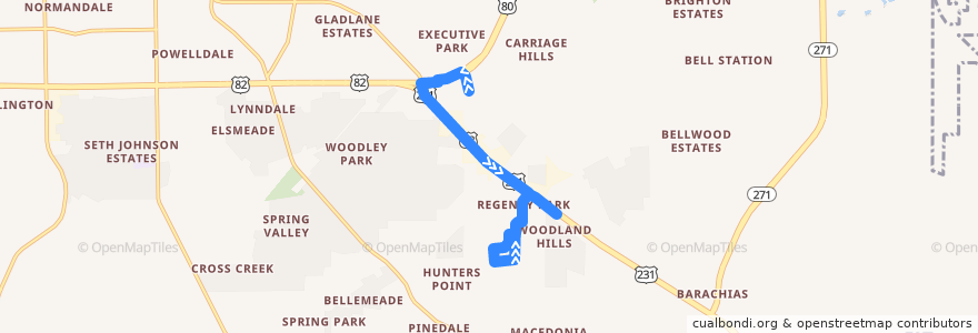 Mapa del recorrido Route 9 Virginia Loop - Outbound de la línea  en Montgomery.