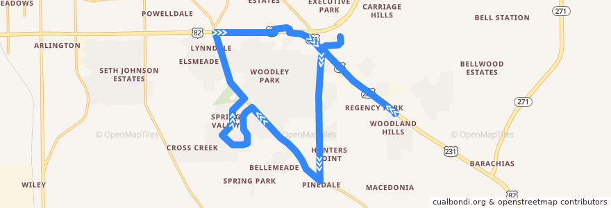 Mapa del recorrido Route 9 Virginia Loop - Inbound de la línea  en Montgomery.