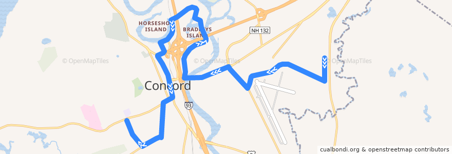 Mapa del recorrido Crosstown: Industrial Park Drive -> South Fruit Street de la línea  en Concord.