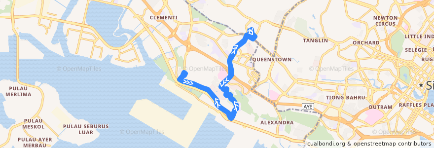 Mapa del recorrido Svc 200 (Buona Vista Terminal => Buona Vista Terminal) de la línea  en Southwest.