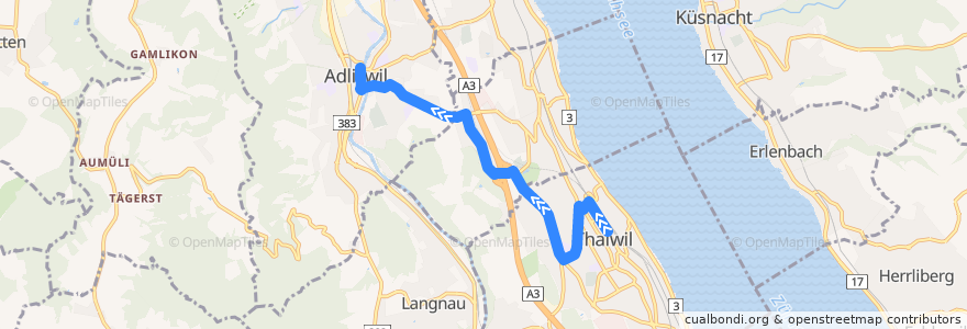 Mapa del recorrido Bus 156: Thalwil, Zentrum => Adliswil, Bahnhof de la línea  en Bezirk Horgen.