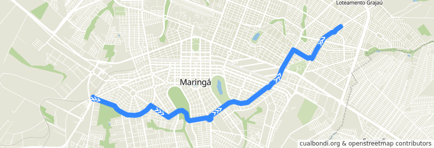 Mapa del recorrido 009 IDA : Interbairros Sentido anti-horário de la línea  en 마링가.