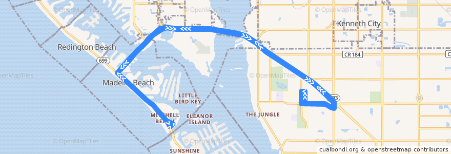 Mapa del recorrido PSTA route 68 de la línea  en Pinellas County.