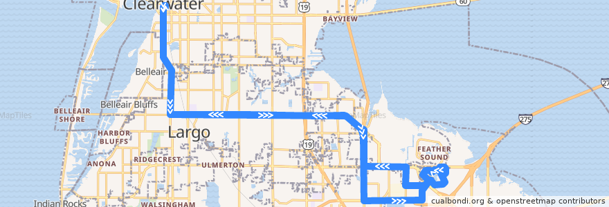 Mapa del recorrido PSTA route 98 de la línea  en Pinellas County.