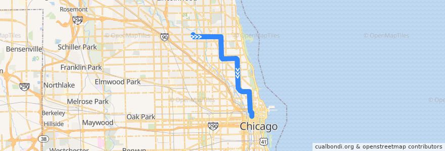 Mapa del recorrido Brown Line to Loop de la línea  en 芝加哥.