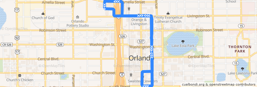 Mapa del recorrido 60 Lymmo Orange Line (circulator) de la línea  en Orlando.