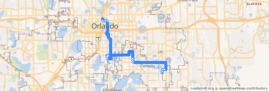 Mapa del recorrido 3 Lake Margaret (inbound) de la línea  en Orange County.