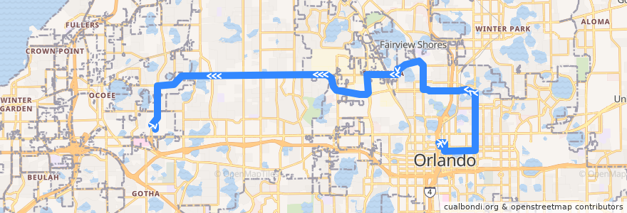 Mapa del recorrido 125 Silver Star Road Crosstown (outbound) de la línea  en Ориндж.