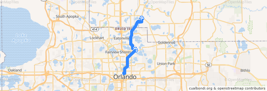 Mapa del recorrido 102 Orange Avenue/South 17-92 (inbound) de la línea  en Florida.