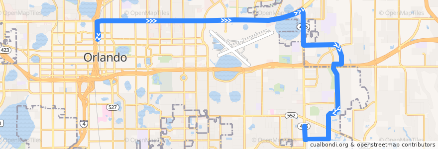 Mapa del recorrido 28 East Colonial Drive/Azalea Park (outbound) de la línea  en Orange County.