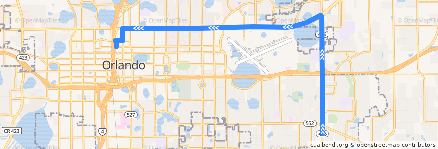 Mapa del recorrido 28 East Colonial Drive/Azalea Park (inbound) de la línea  en Orange County.
