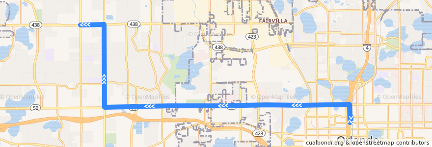 Mapa del recorrido 48 West Colonial Drive/Powers Drive (outbound) de la línea  en Contea di Orange.