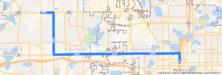 Mapa del recorrido 48 West Colonial Drive/Powers Drive (outbound) de la línea  en Orange County.