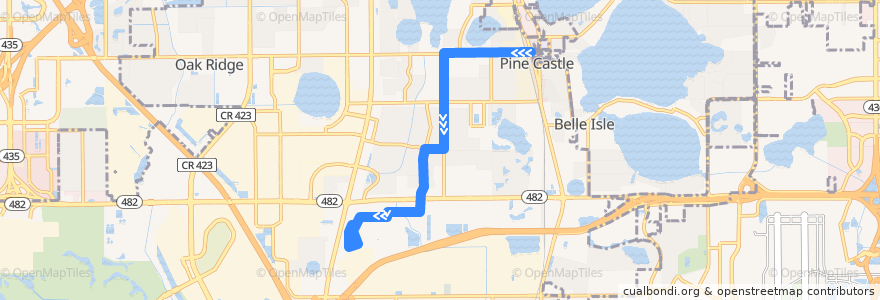 Mapa del recorrido 7 South Orange Avenue/Florida Mall (outbound) de la línea  en 橙县/橙縣/橘郡.