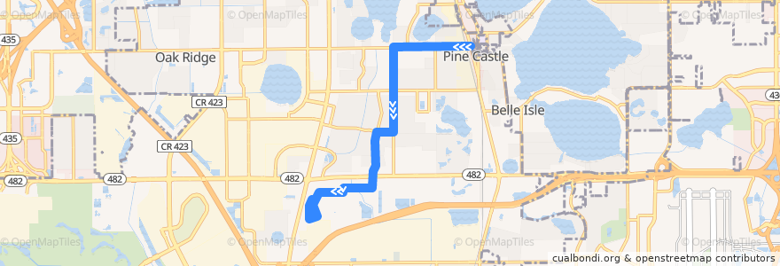 Mapa del recorrido 7 South Orange Avenue/Florida Mall (outbound) de la línea  en Orange County.