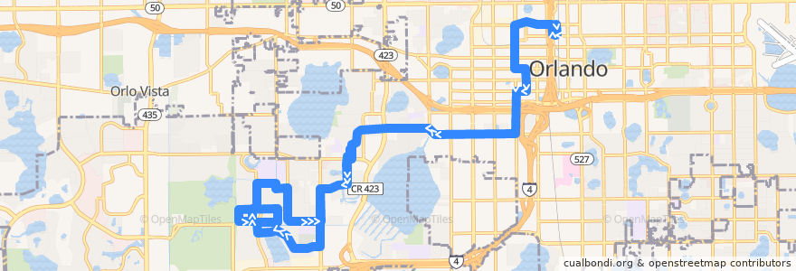 Mapa del recorrido 319 Richmond Heights (outbound) de la línea  en Orlando.