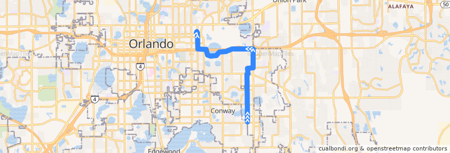 Mapa del recorrido 6 Dixie Belle Drive (northbound) de la línea  en اورلندو، فلوریدا.