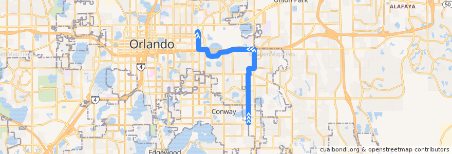 Mapa del recorrido 6 Dixie Belle Drive (northbound) de la línea  en Orlando.